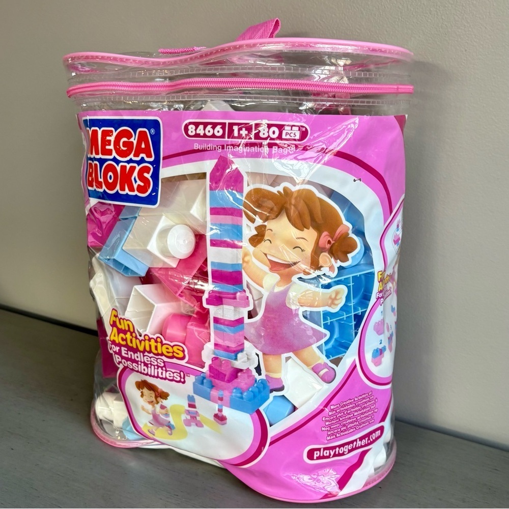 Mega Bloks Pink Blue Building Blocks First Builders 8466 Kids Toy Set 90+ pc - Picture 9 of 14